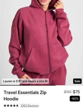 Comfort Travel essentials Zip Hoodie - Berry